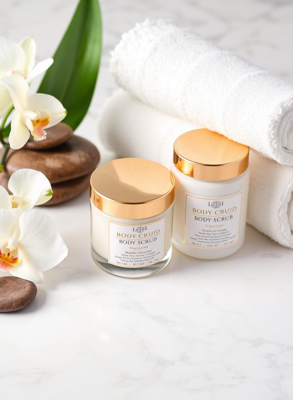 Luxury body scrub and moisturizer jars
